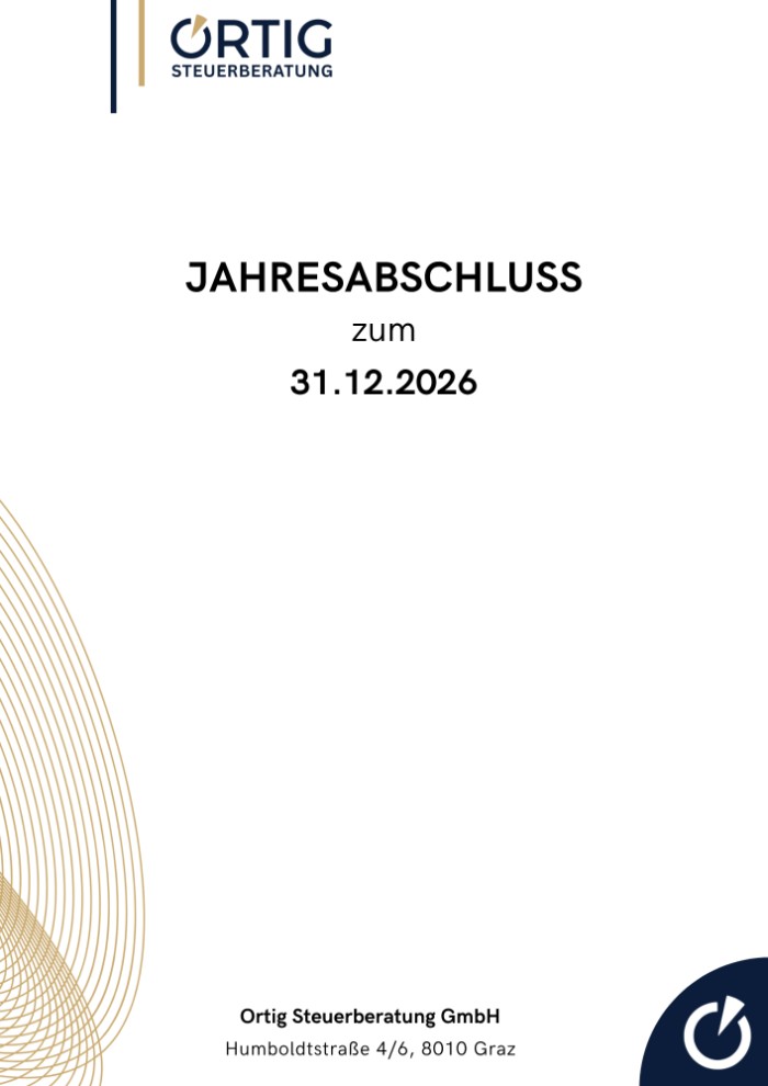 Deckblatt eines Jahresabschlusses der Ortig Steuerberatung GmbH